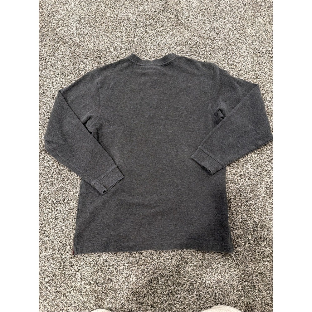 VTG LL Bean Shirt Men Med Gray Henley Thermal Long Sleeve Cotton Mini Waffle Tee - Picture 7 of 7